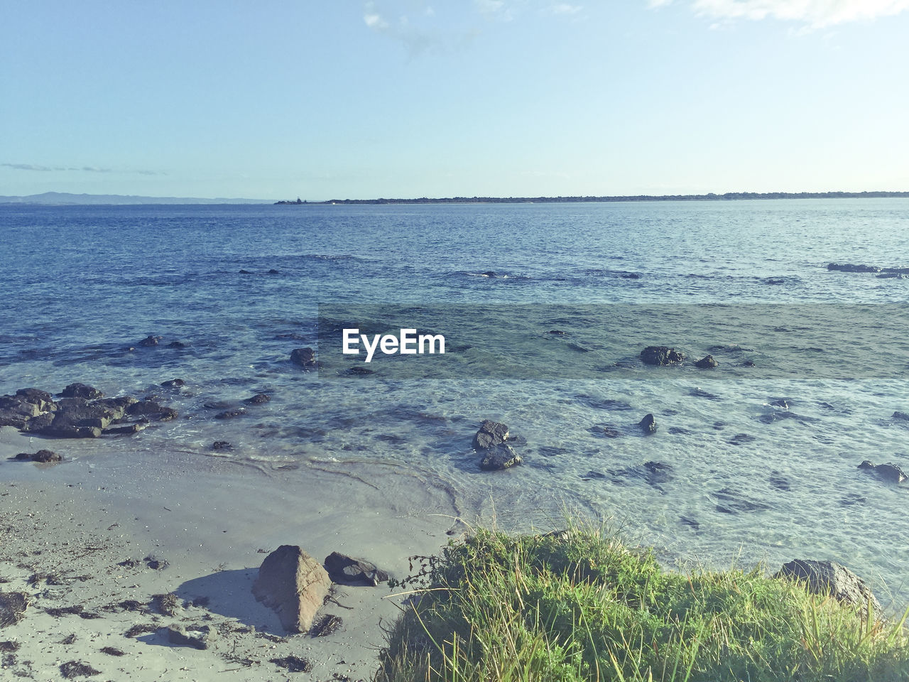 View of calm sea against clear sky