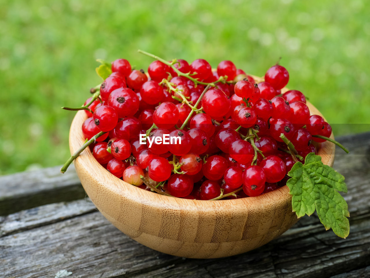 Close-up of red currents in bowl on table
