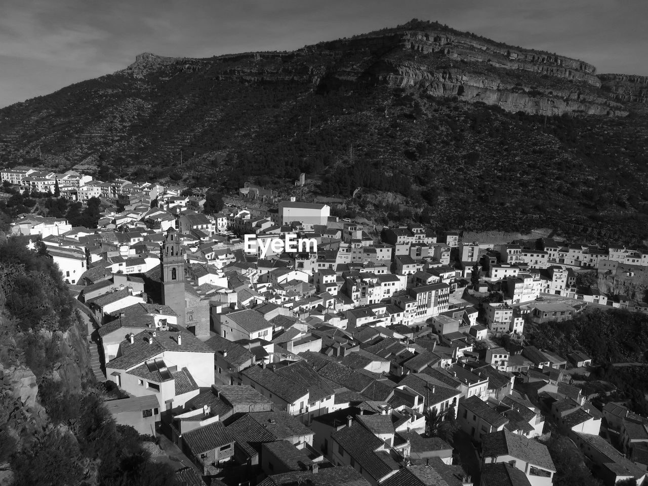 High angle view of townscape and buildings in town