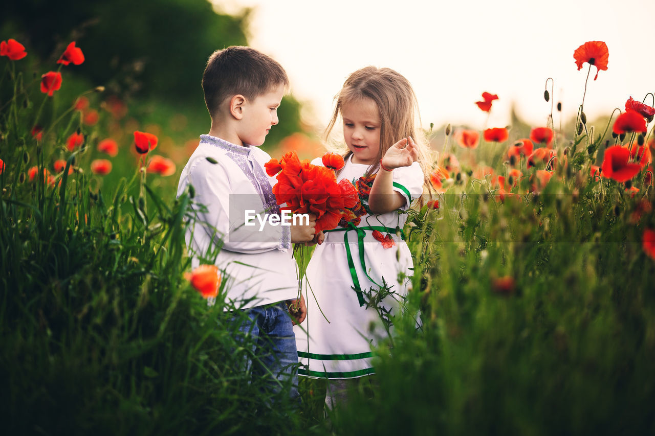 WOMEN WITH RED AND PLANTS