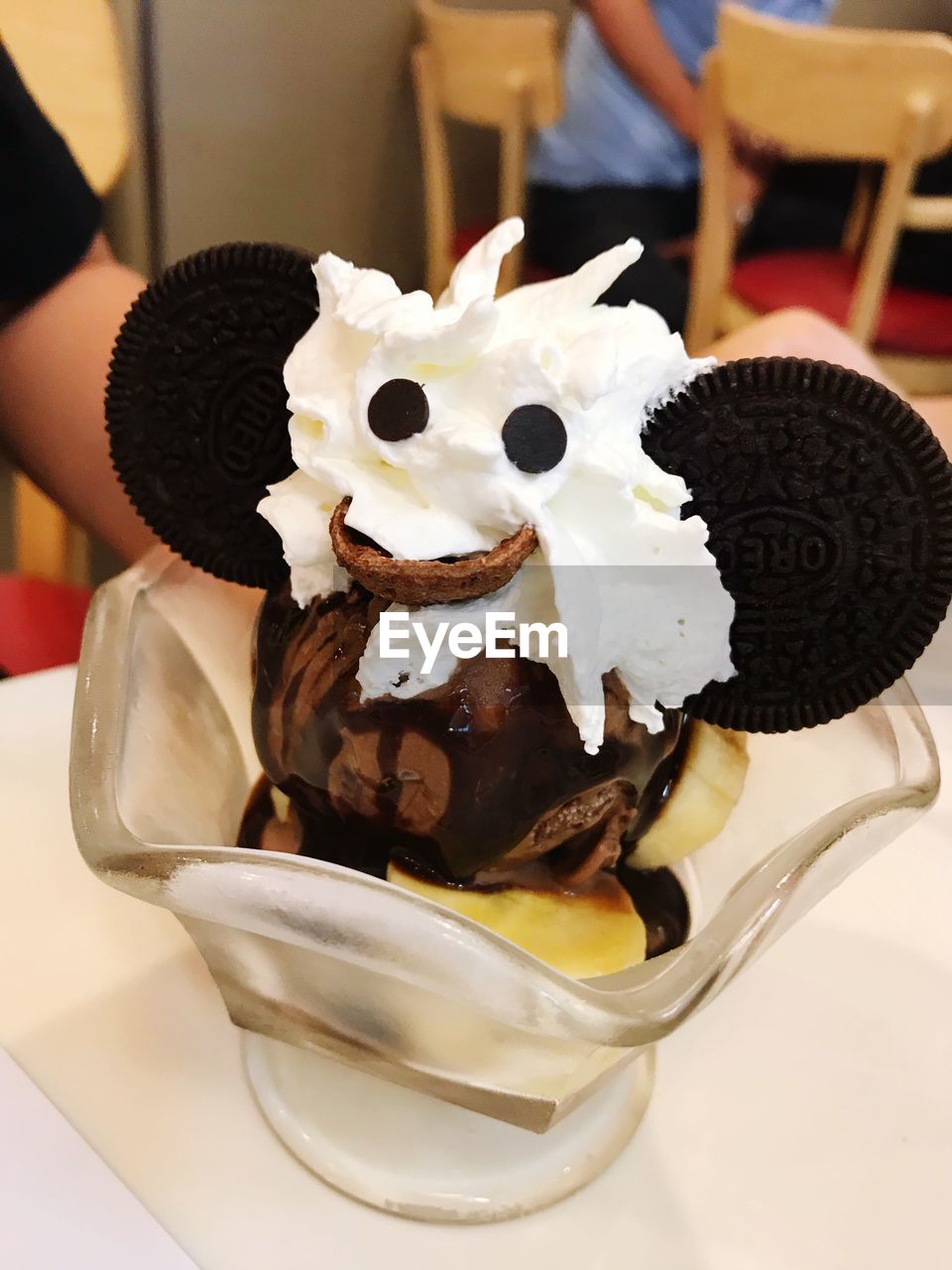 CLOSE-UP OF ICE CREAM SERVED WITH CHOCOLATE CAKE