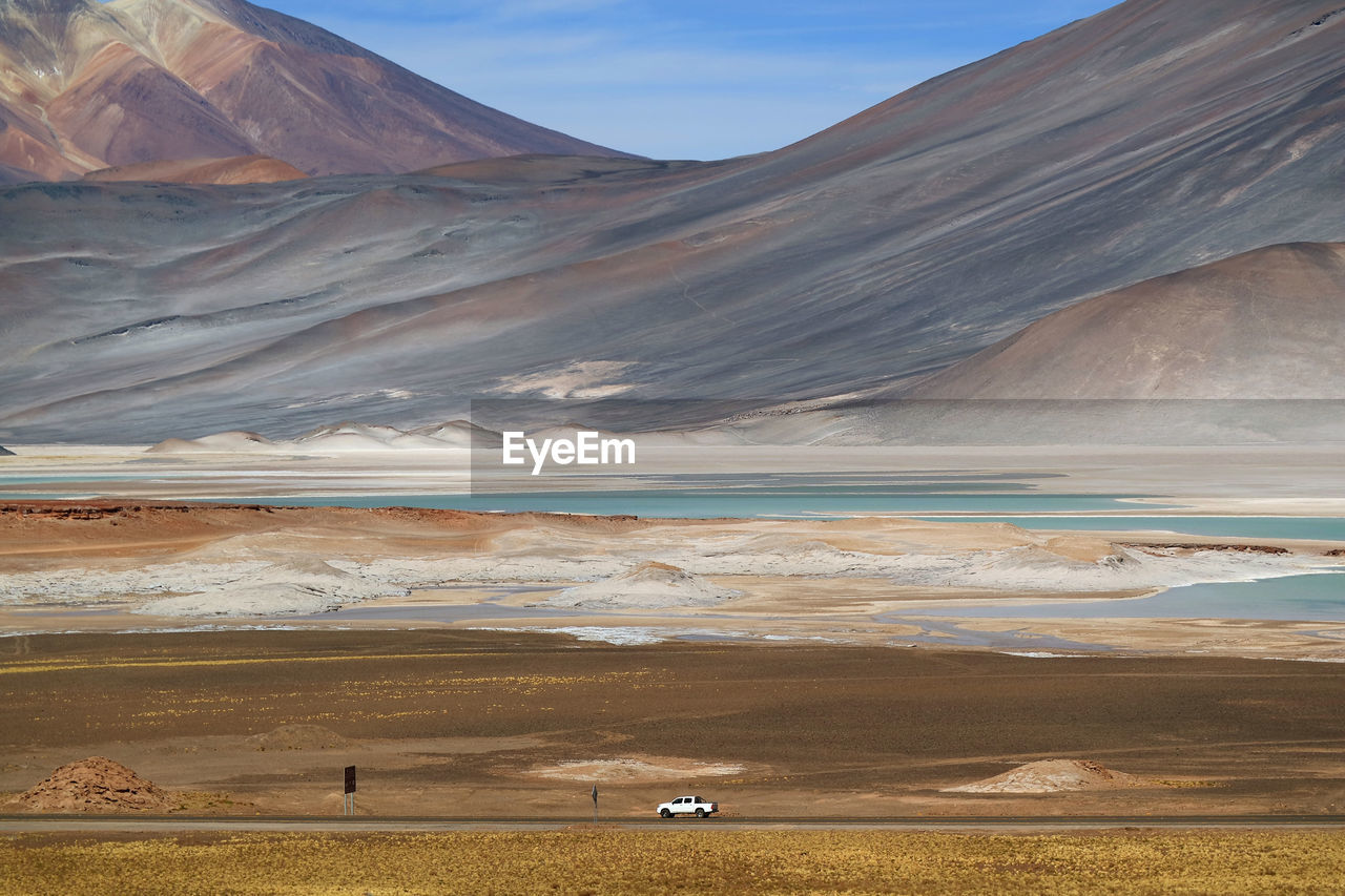 Salar de talar salt flats at the foothills of majestic cerro medano, northern chile