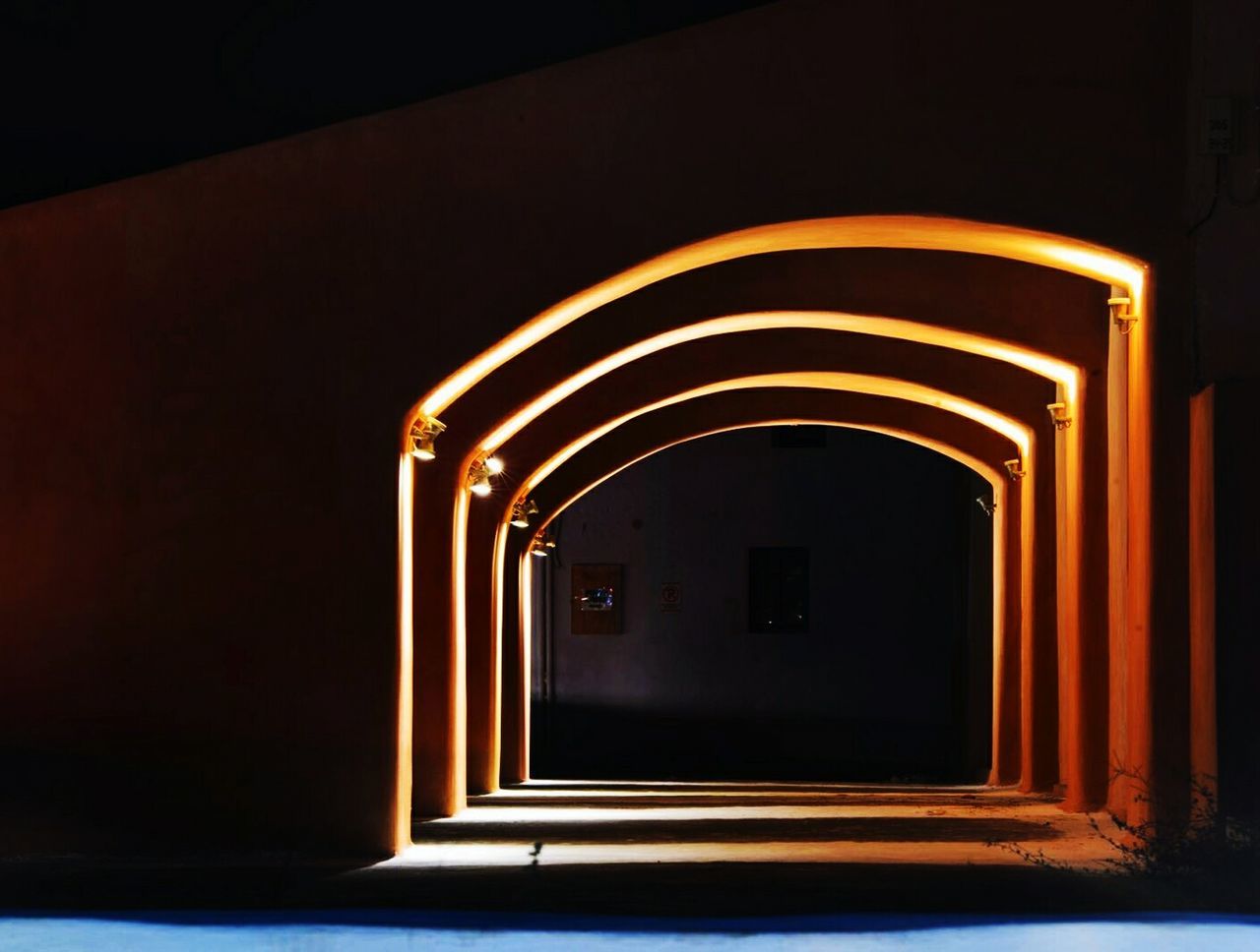 Illuminated lights in archway
