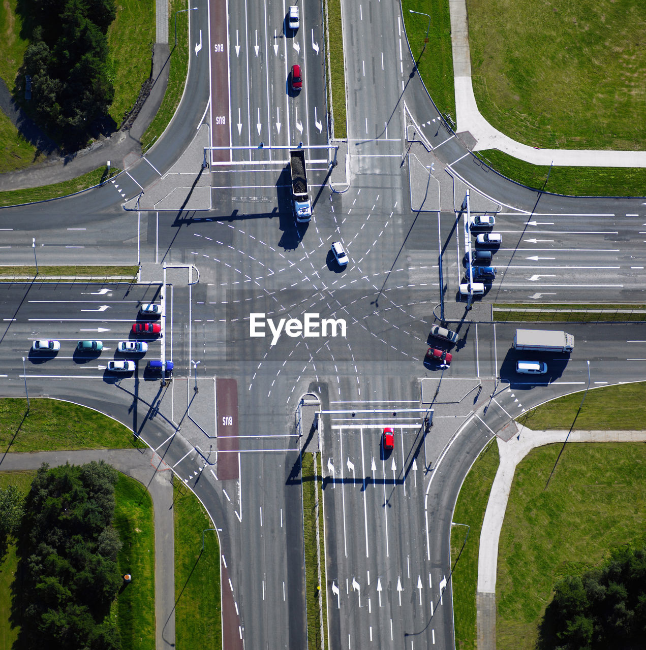 Aerial shot of intersection in reykjavik