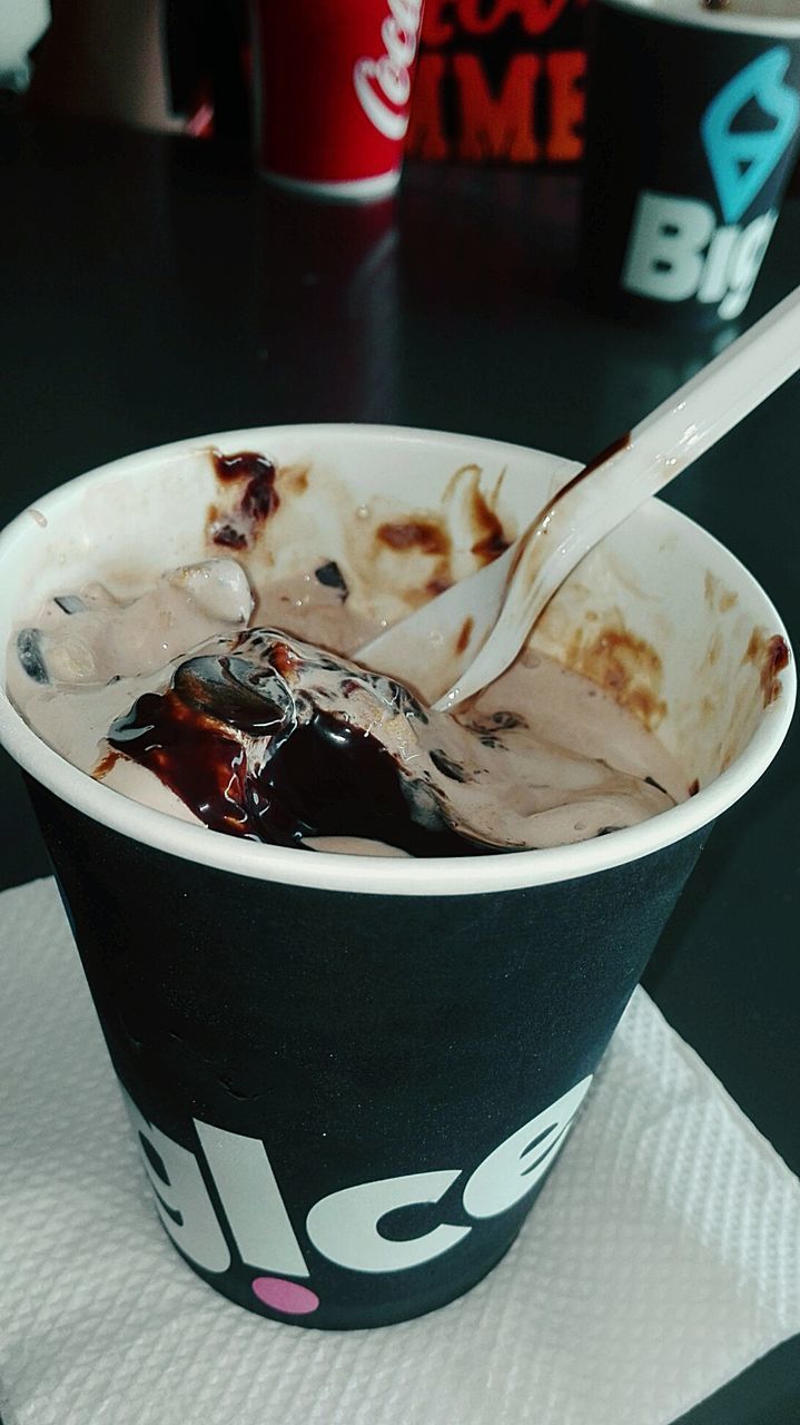 CLOSE-UP VIEW OF DRINK WITH ICE CREAM