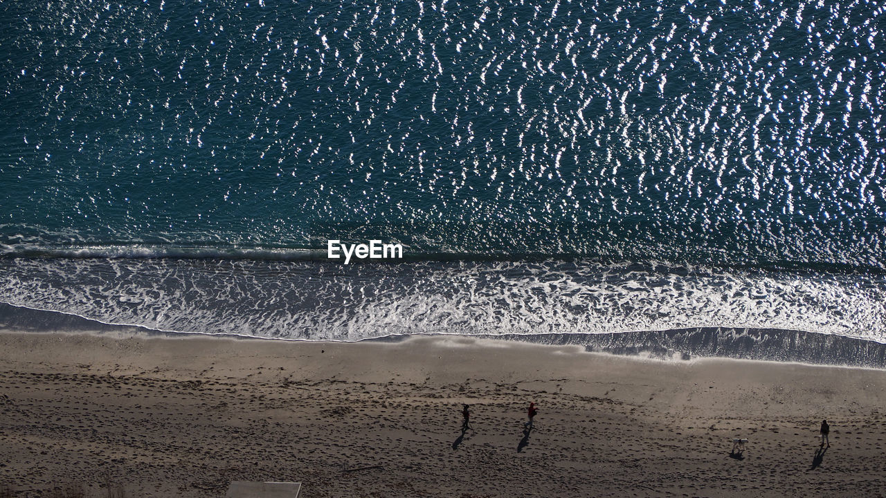 High angle view of people at beach