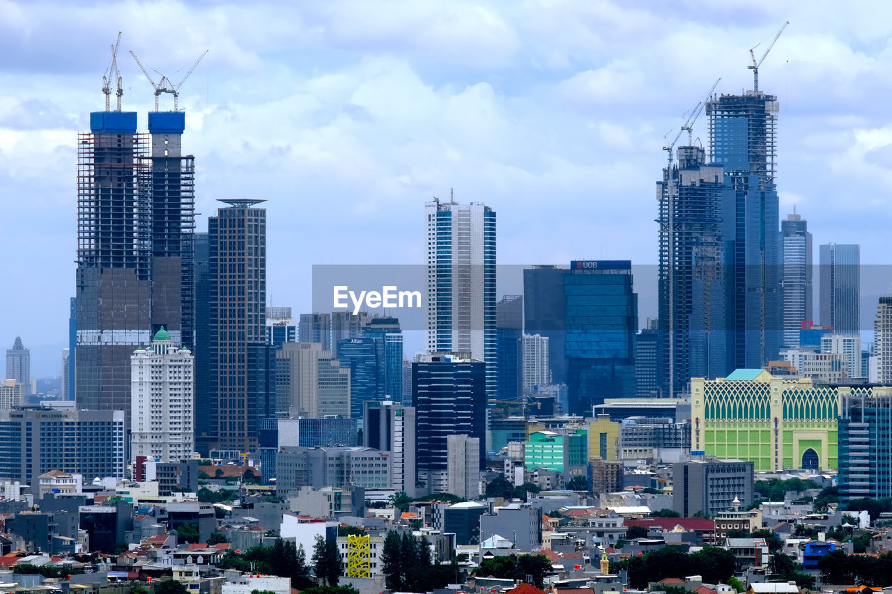 The consistency of the city of jakarta and its buildings.