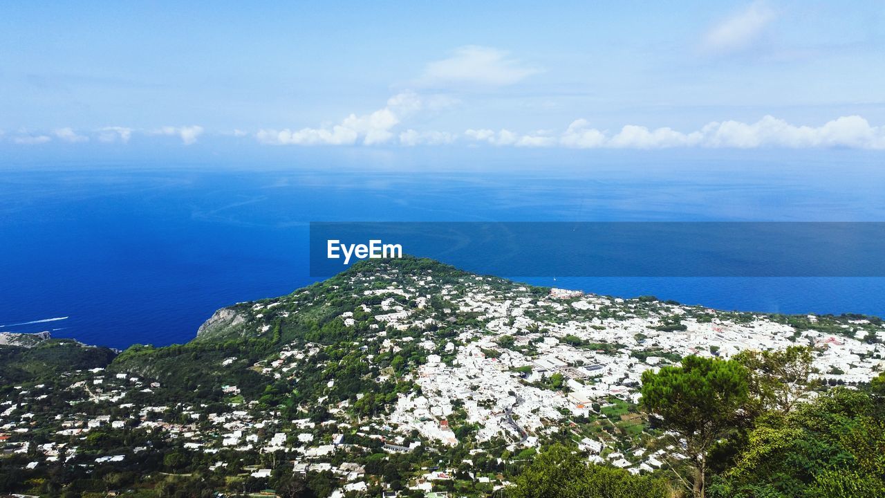 Capri - scenic view of sea and mountains against sky