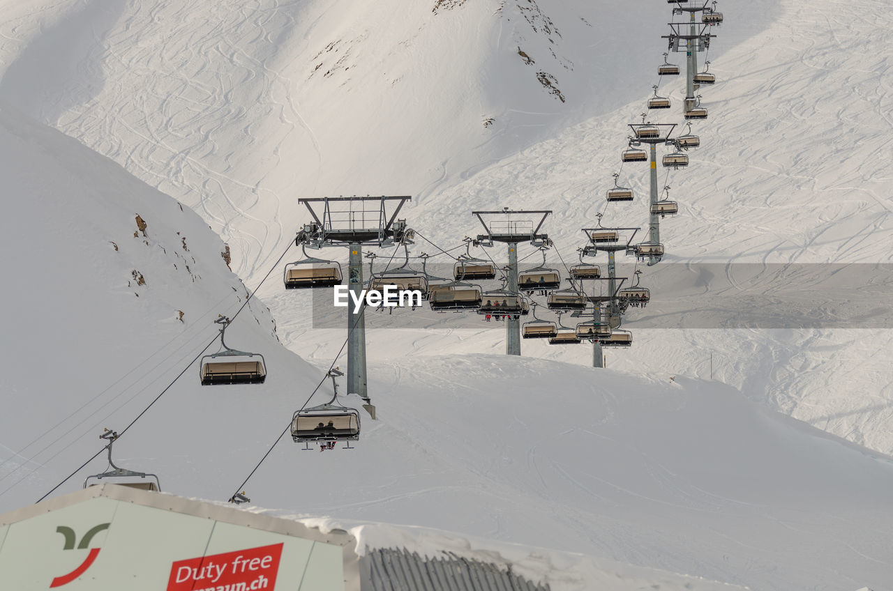 HIGH ANGLE VIEW OF SNOW COVERED MOUNTAINS