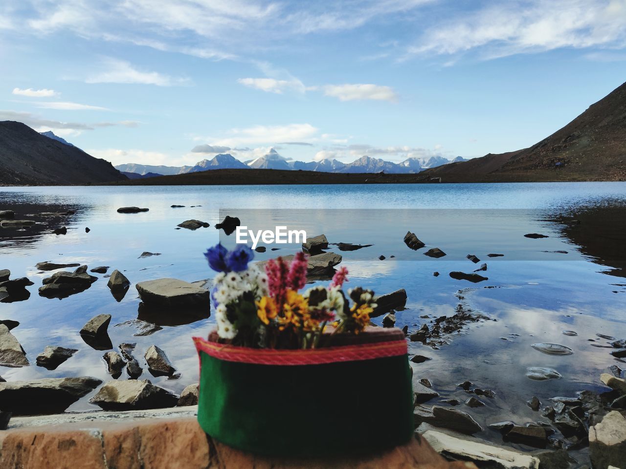 Scenic view of lake against sky