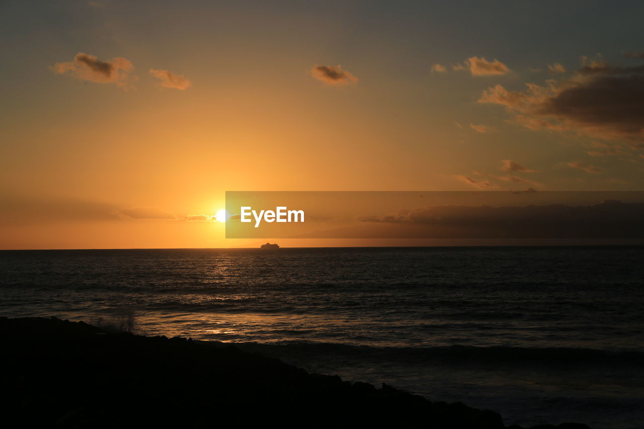 Scenic view of sea against sky during sunset