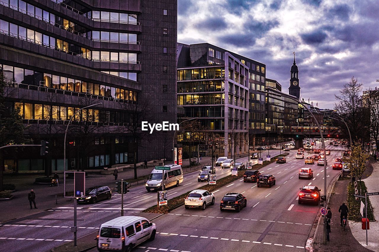 Cars on city street