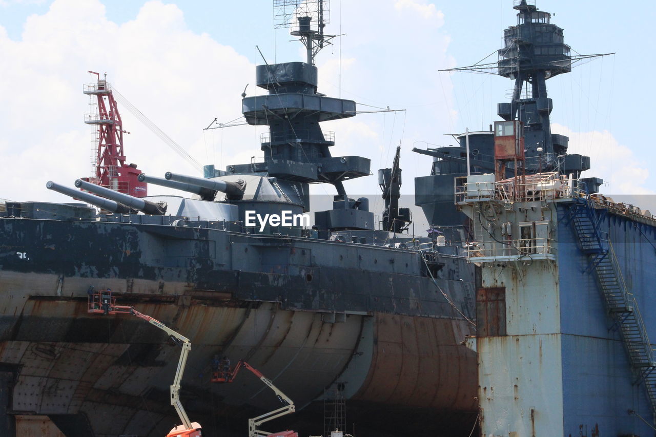 low angle view of ship at harbor