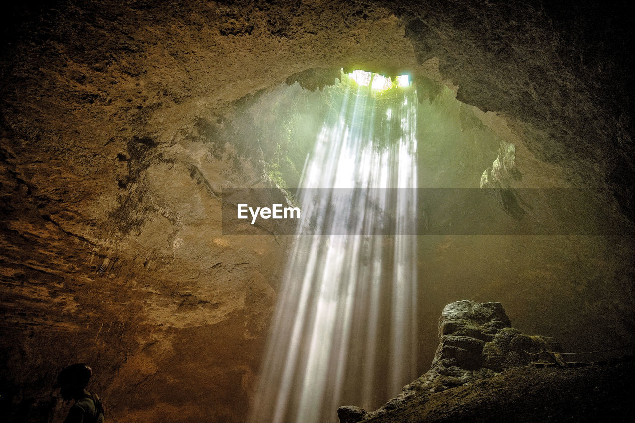 Sunlight falling through cave