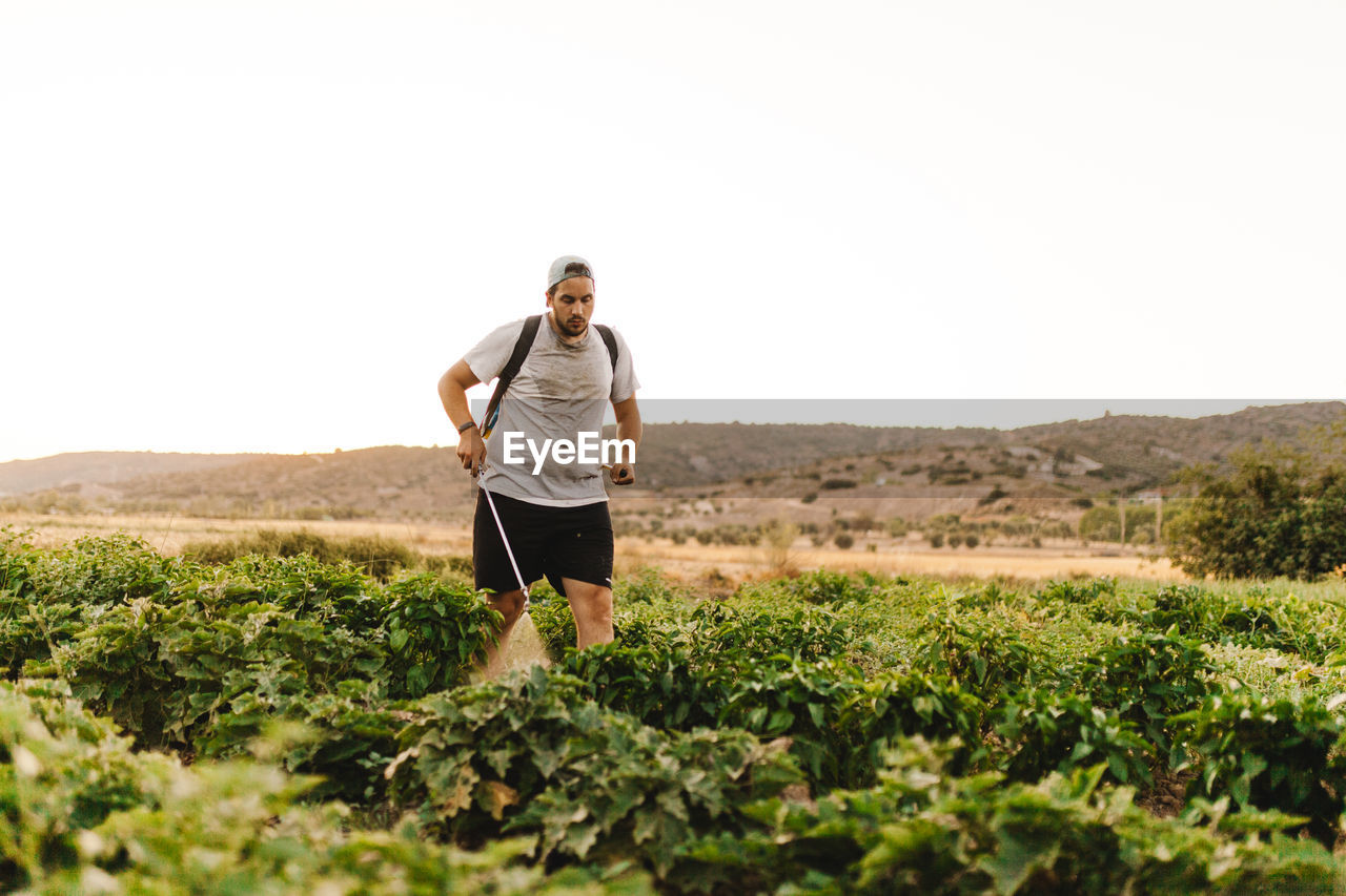 Farmer working at farm