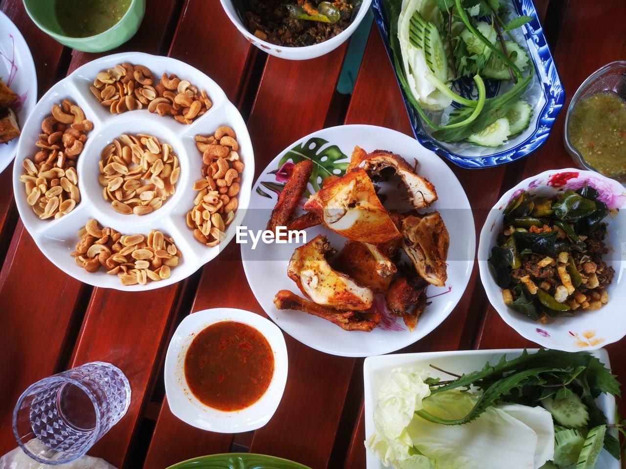 High angle view of food on table