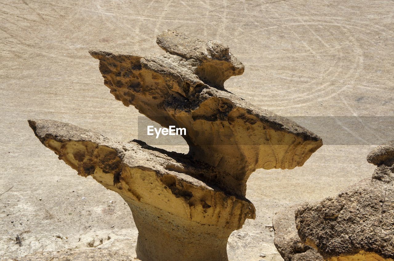 High angle view of rock formations at ciudad encantada de bolnuevo