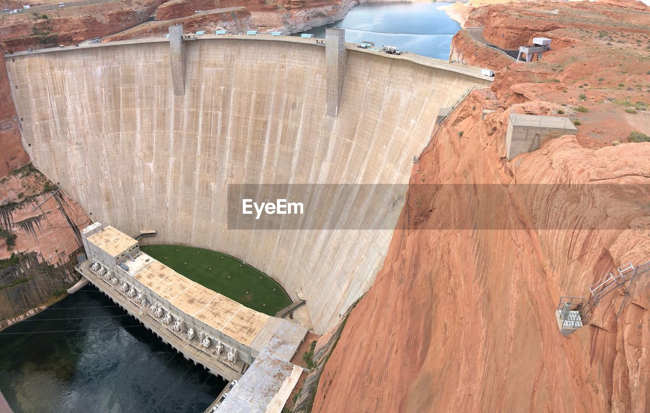 High angle view of dam on river