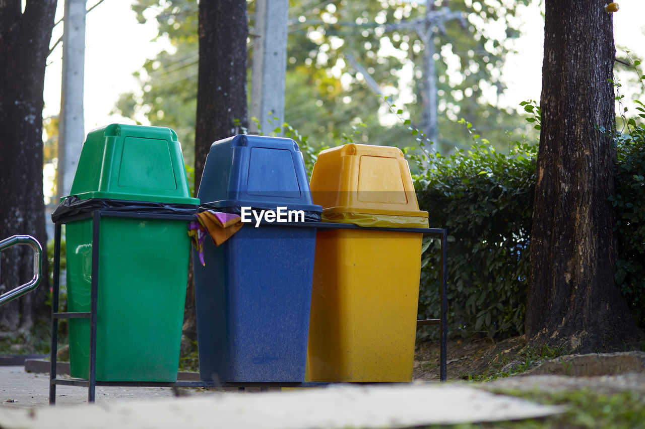 high angle view of garbage bin