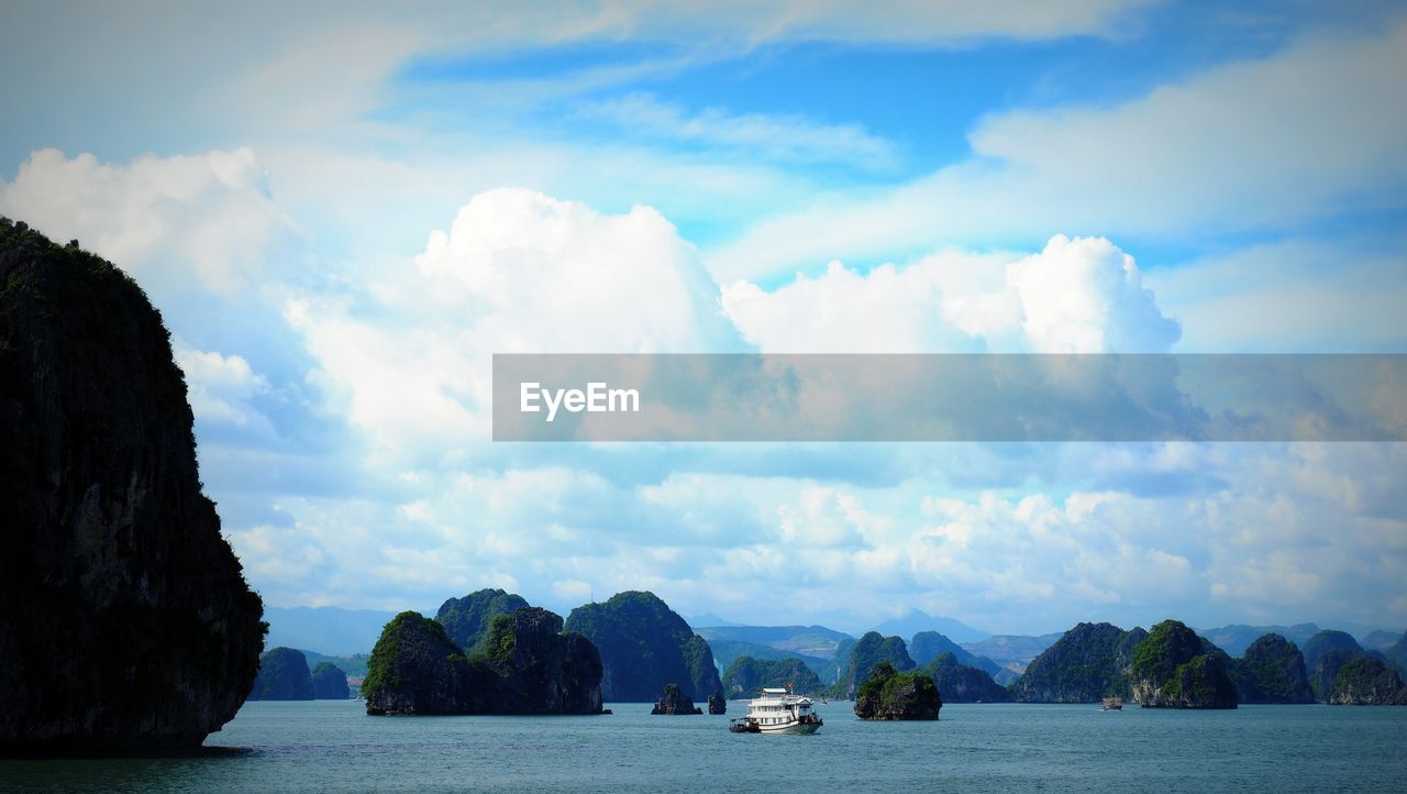 Panoramic view of sea against cloudy sky