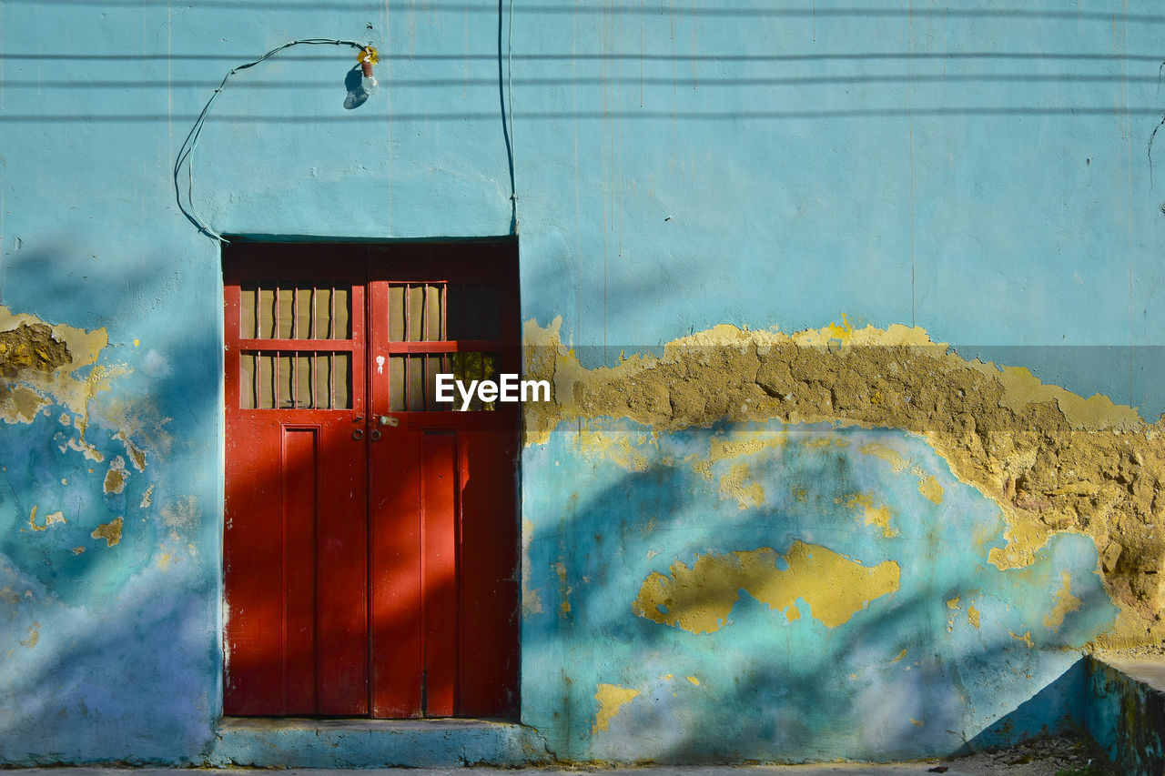 Closed door of building