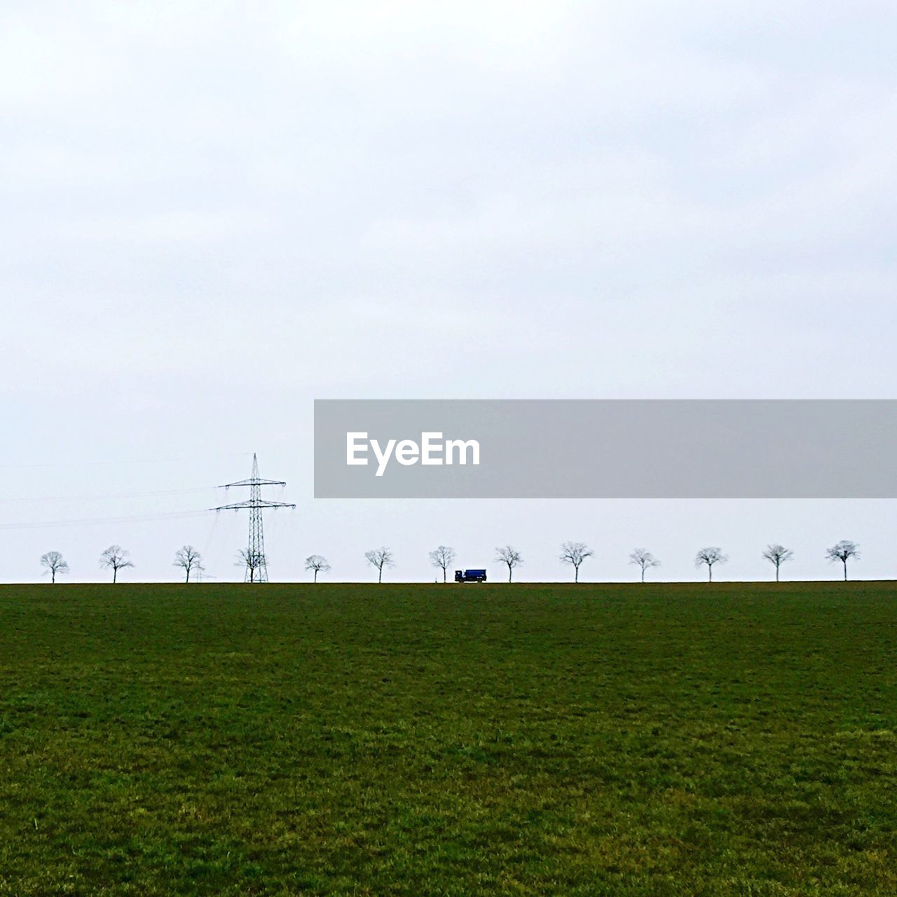 Scenic view of grassy field against sky