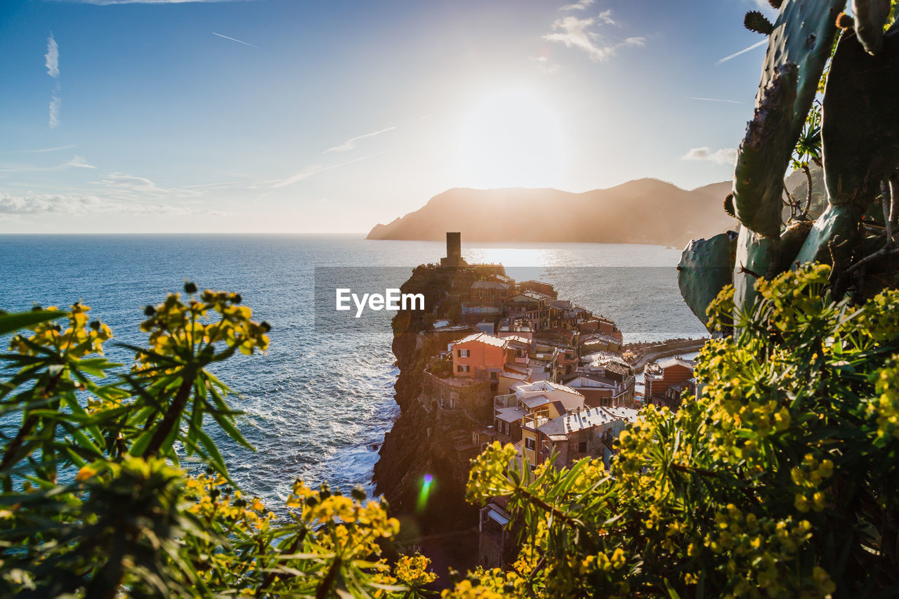 Scenic view of sea and rocks against sky