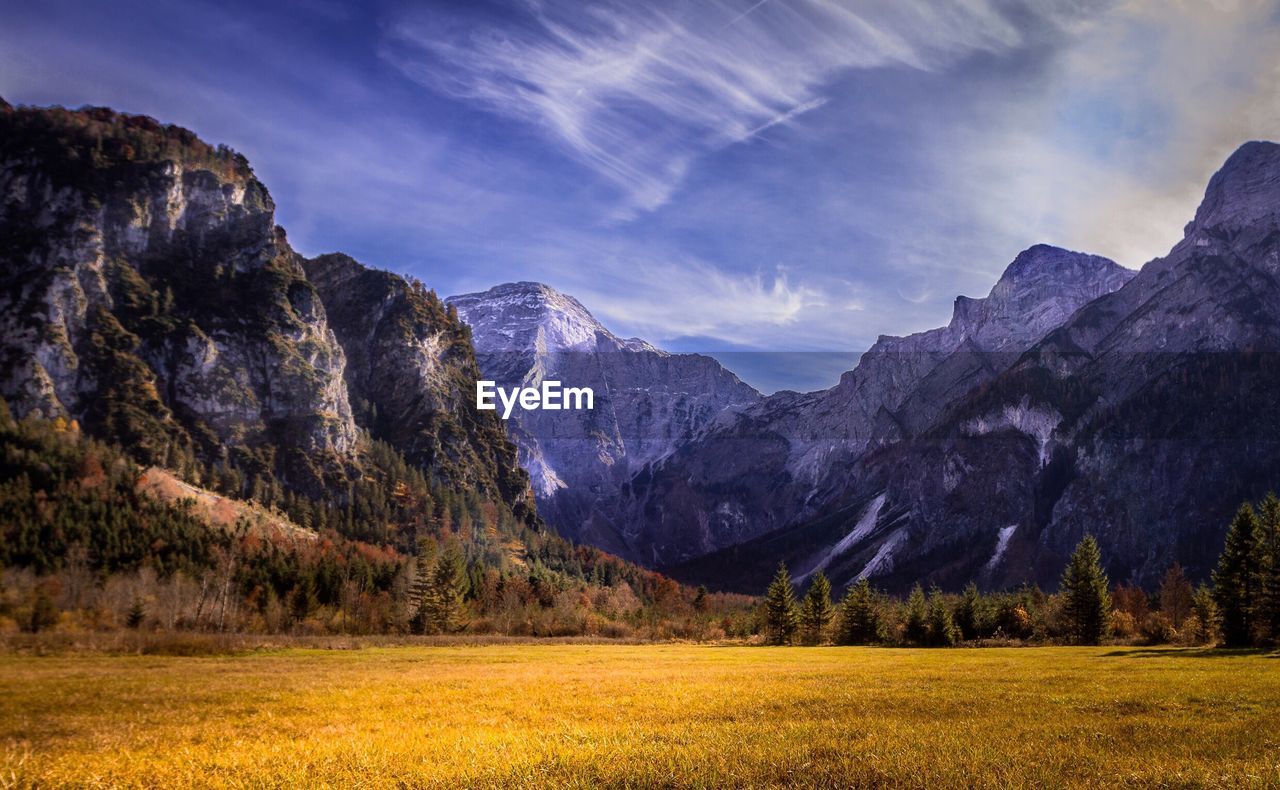 Scenic view of mountains against sky