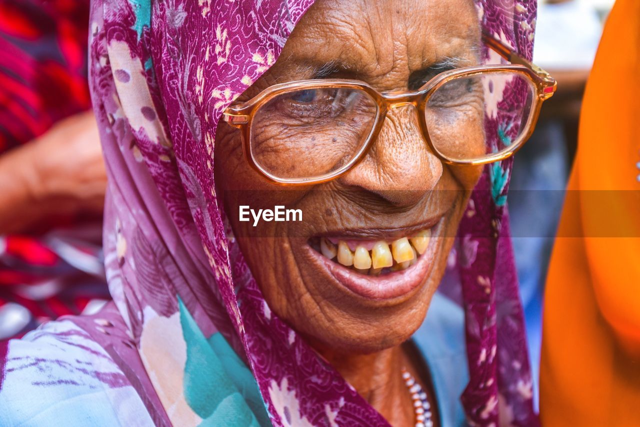 Close-up of smiling senior woman