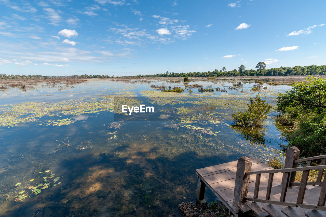 Scenic view of lake against sky