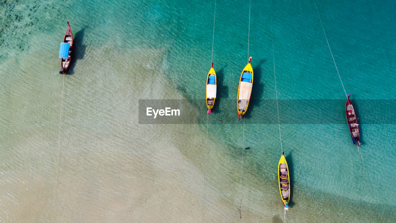 Aerial view of boats on sea