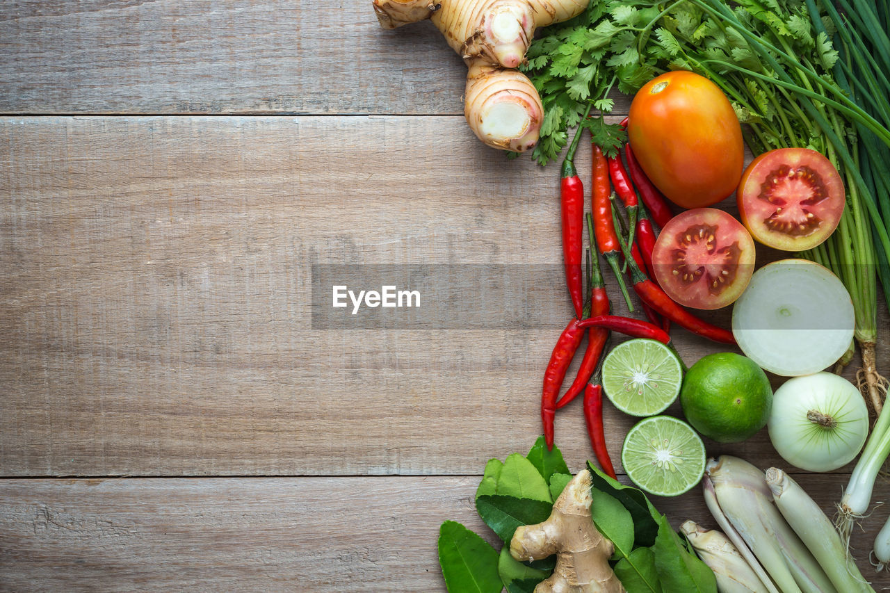 Directly above shot of vegetables on table