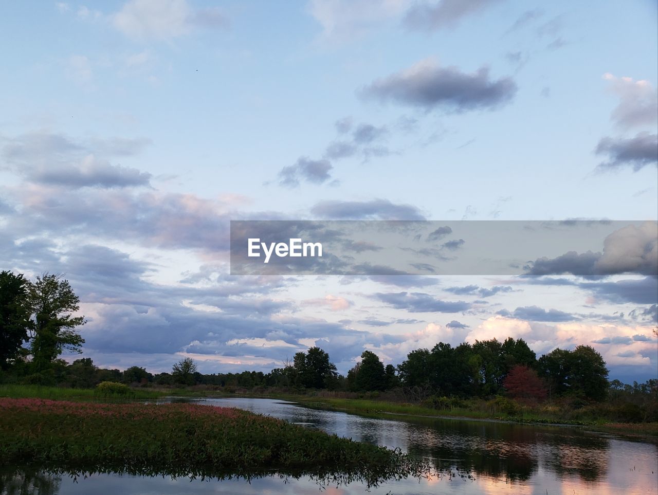 SCENIC VIEW OF LAKE WITH REFLECTION AGAINST SKY