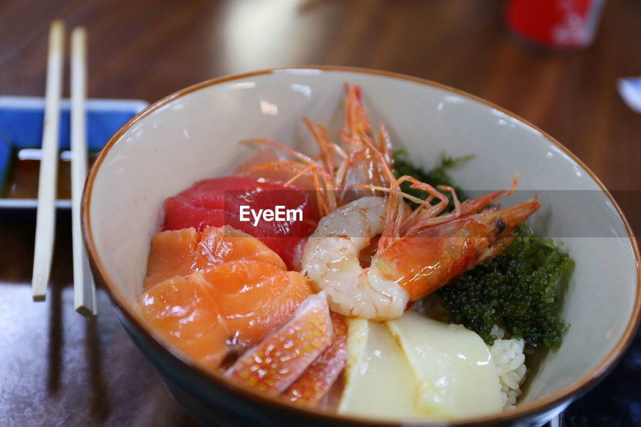 Close-up of food in bowl on table