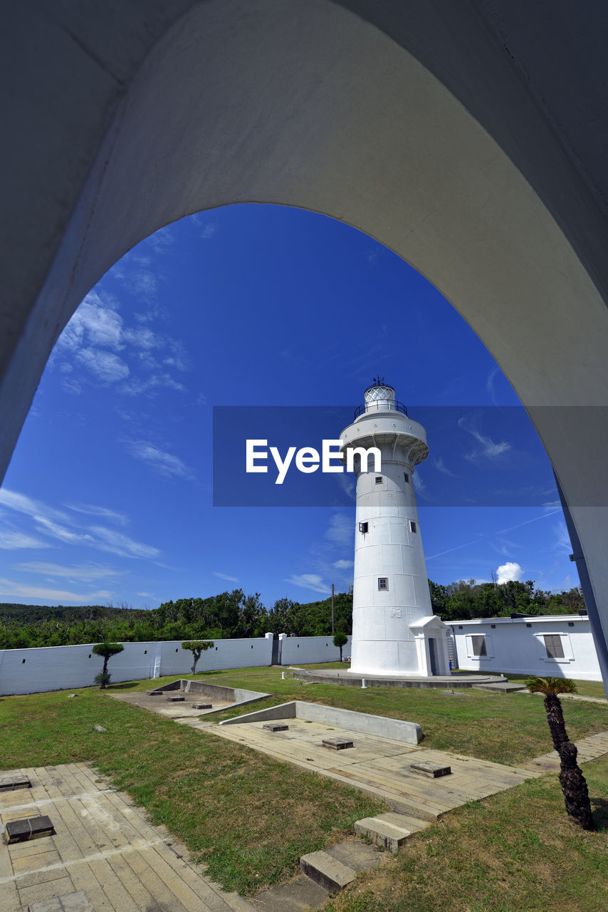 LIGHTHOUSE AGAINST BLUE SKY SEEN FROM PARK