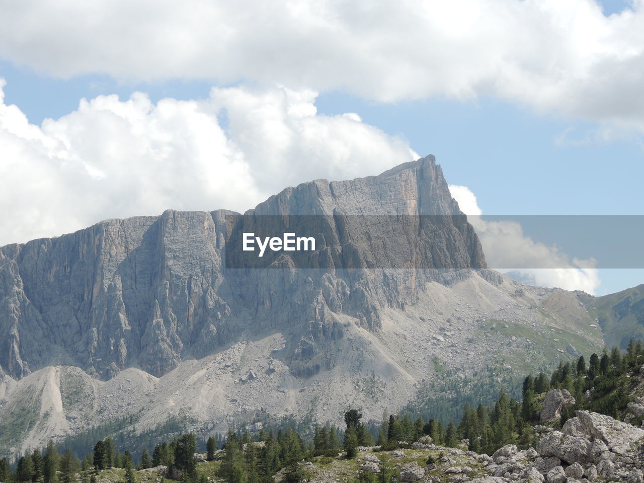 Panoramic view of mountain range against sky