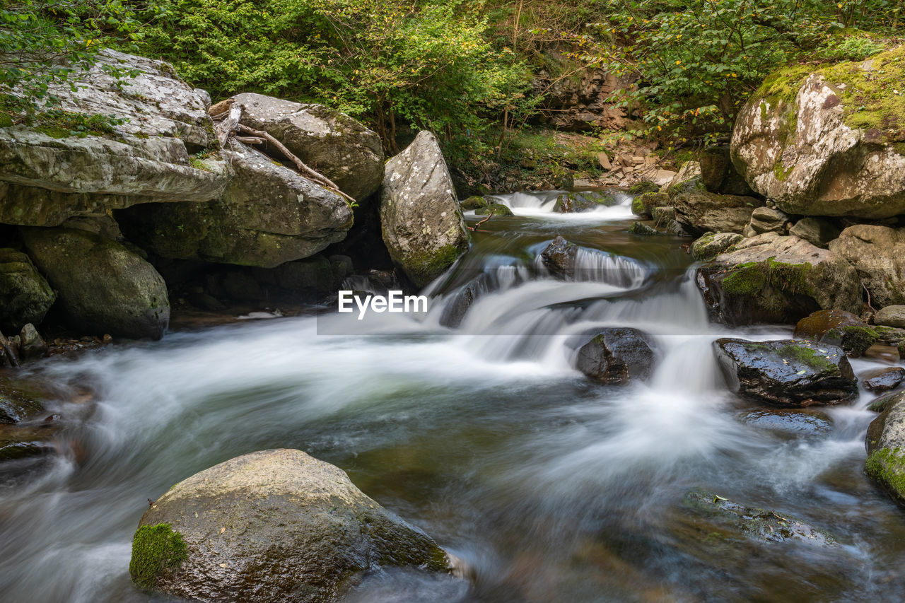 Long exposure of a waterfall on the east lyn river at watersmeet in exmoor national park