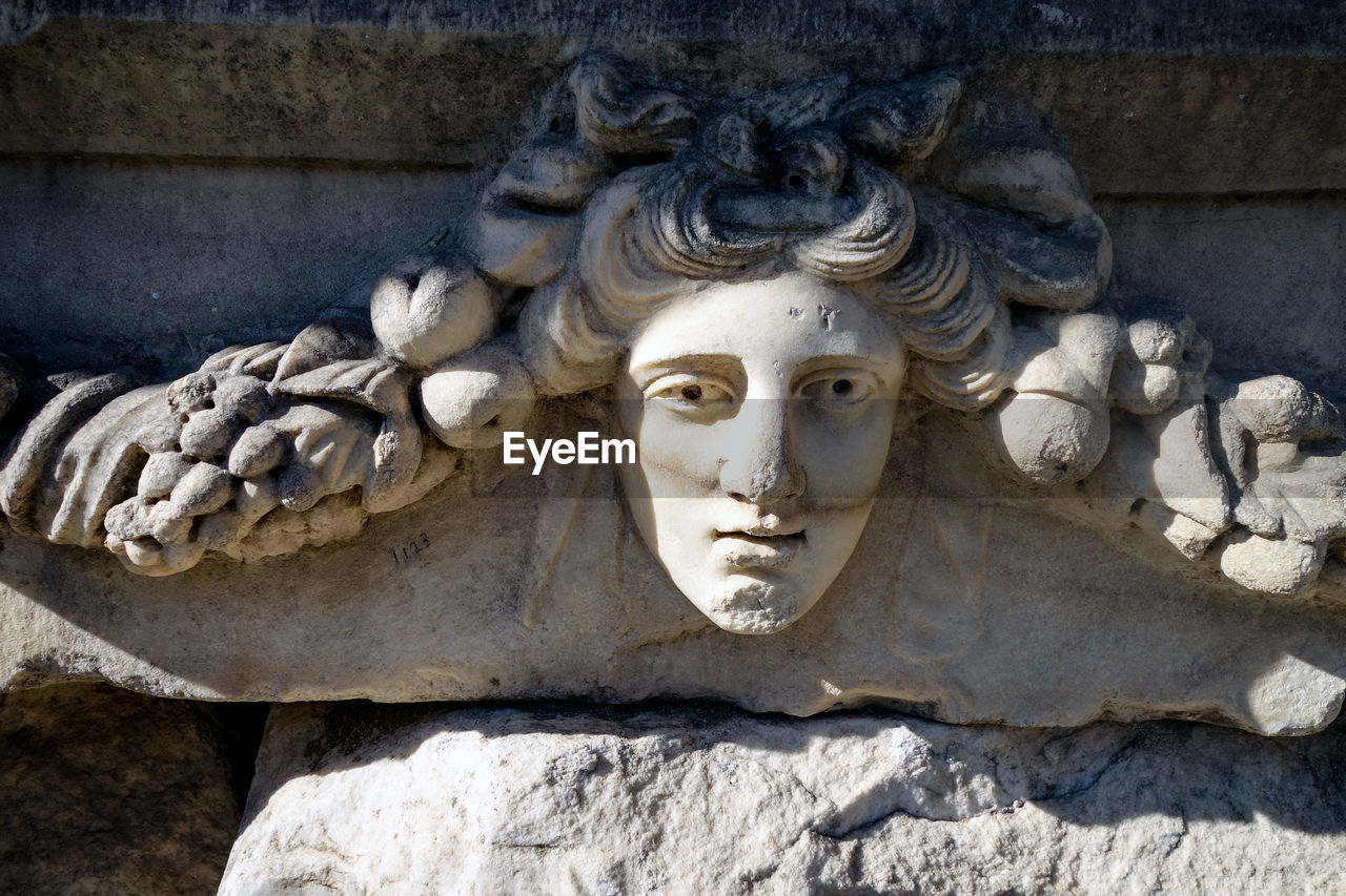 Close-up of statue in aphrodisias, antic city.