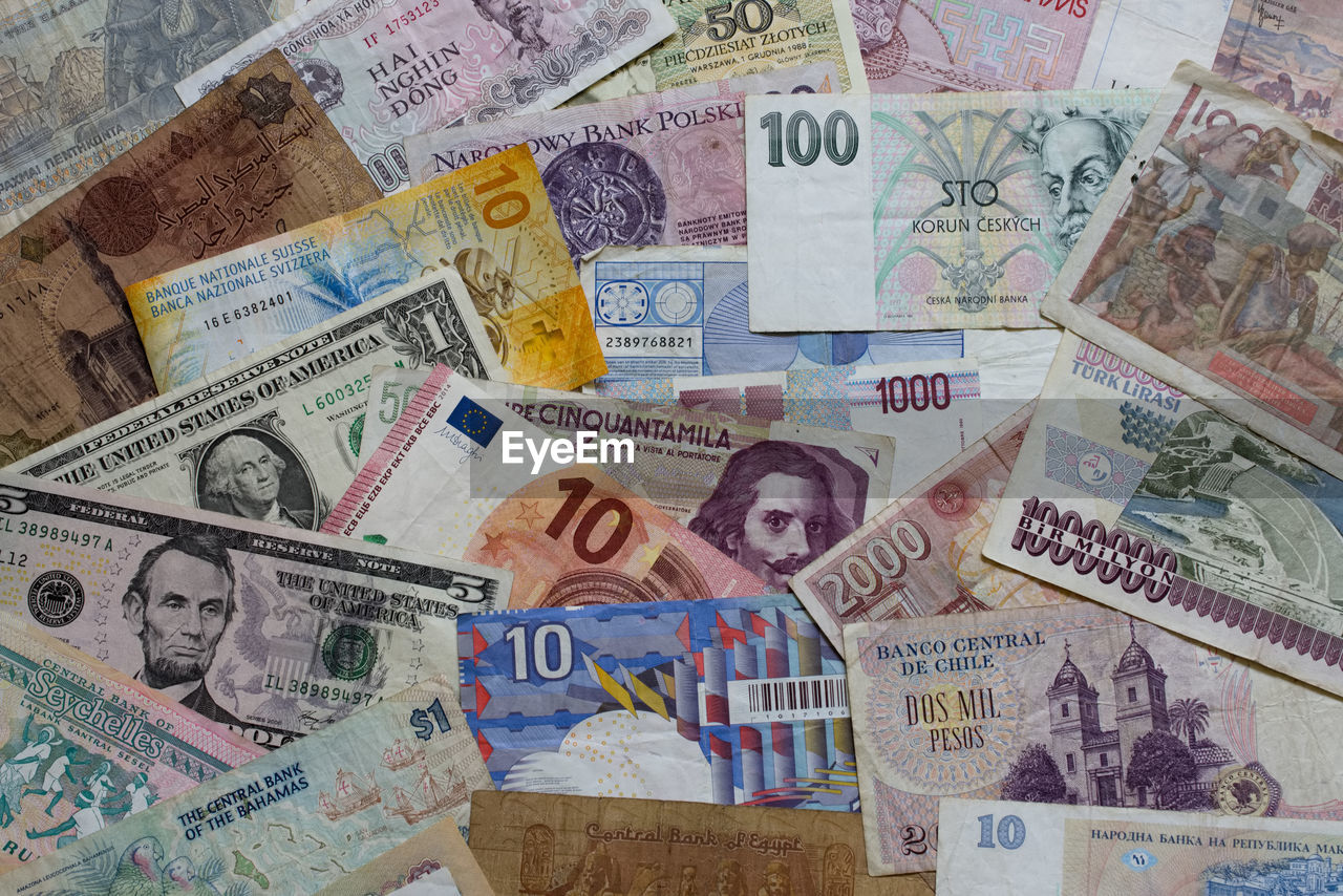Full frame shot of paper currencies 