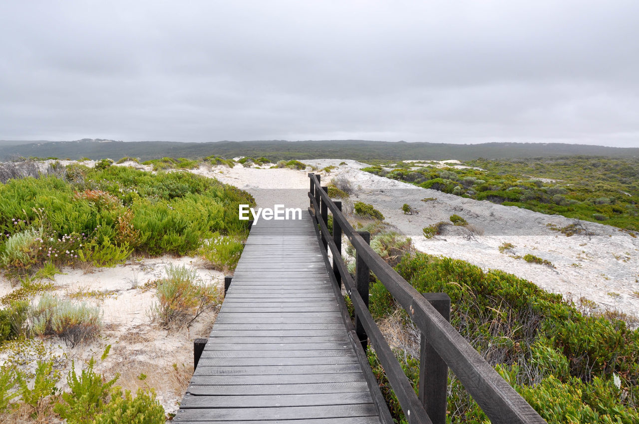 BOARDWALK BY SEA AGAINST SKY