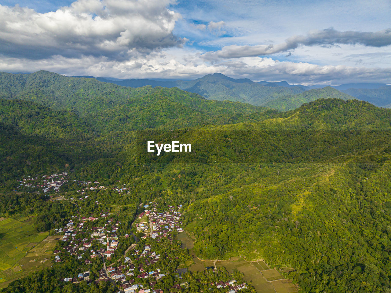 high angle view of landscape against sky