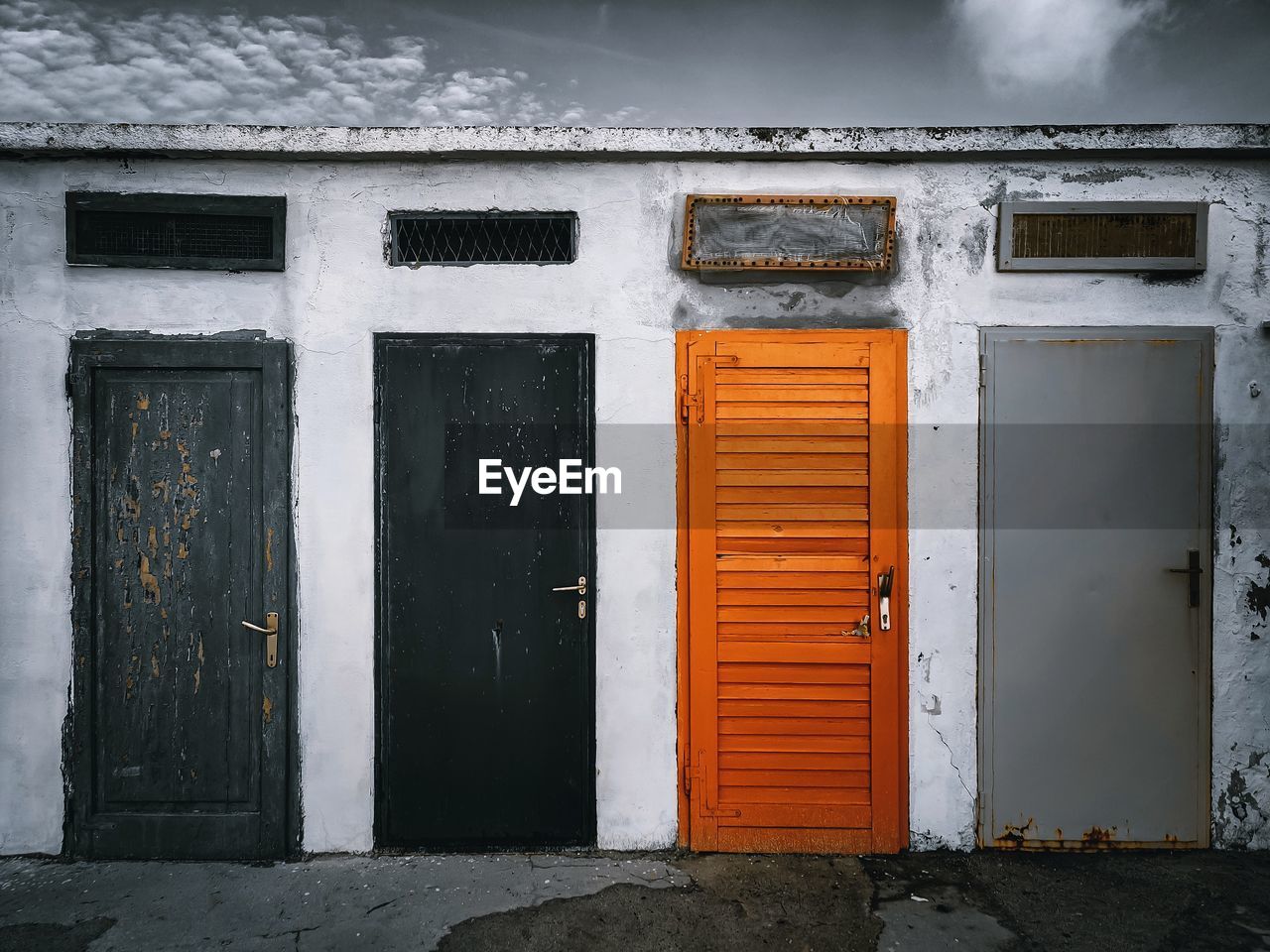 Closed doors on an old building