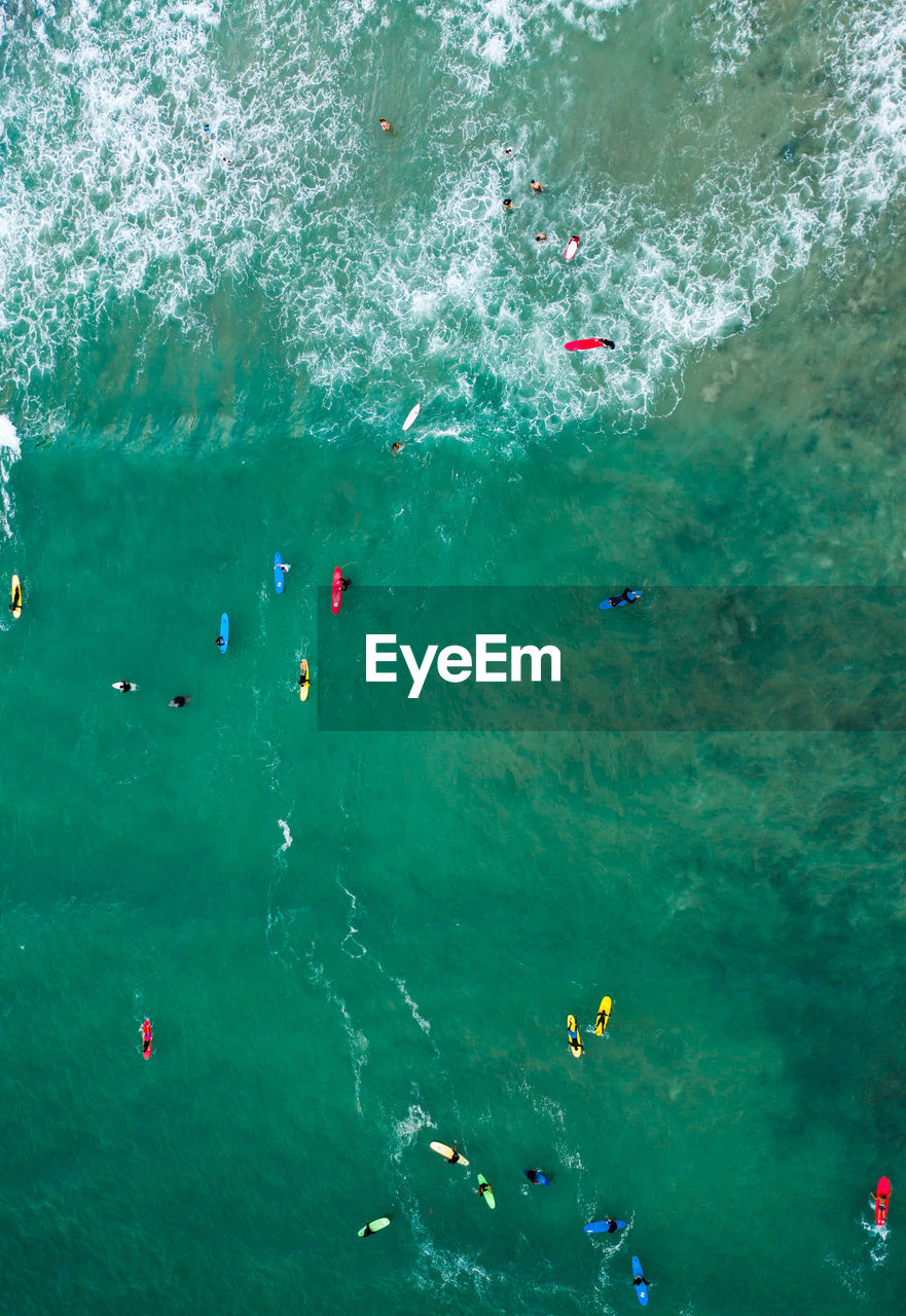 Aerial view of boats on sea