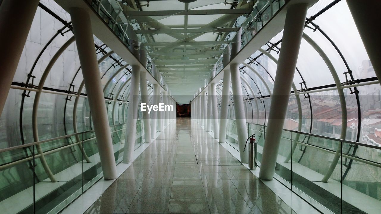 Interior of modern building walkway