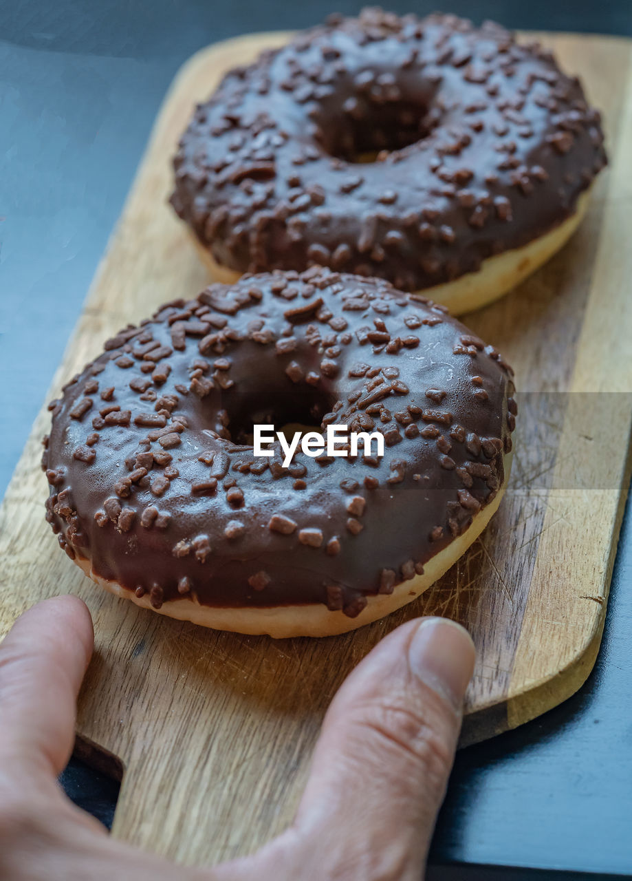 A couple of donut made chocolate.