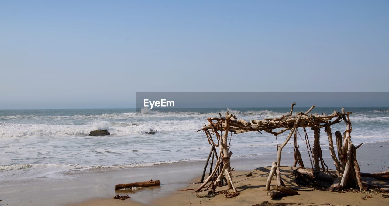 Scenic view of sea against clear sky