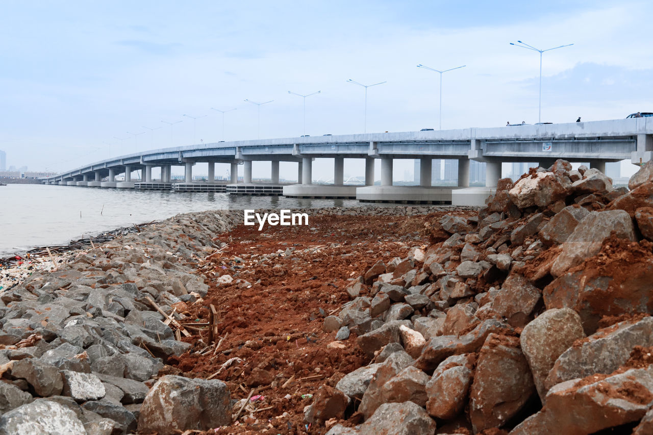 Bridge over river against sky