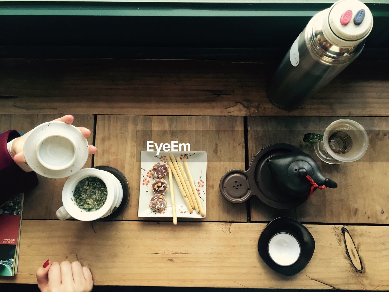 Directly above shot of coffee cup on table