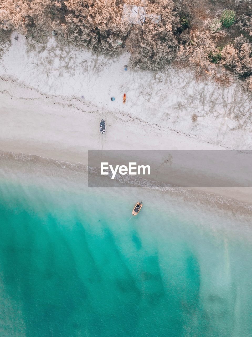 High angle view of people on sea shore