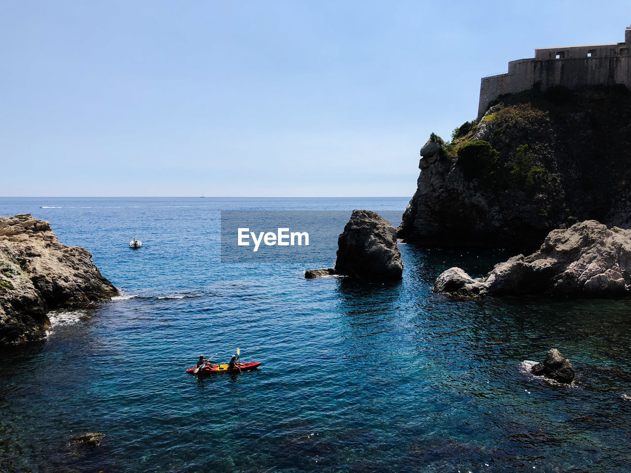 SCENIC VIEW OF ROCKS IN SEA AGAINST SKY